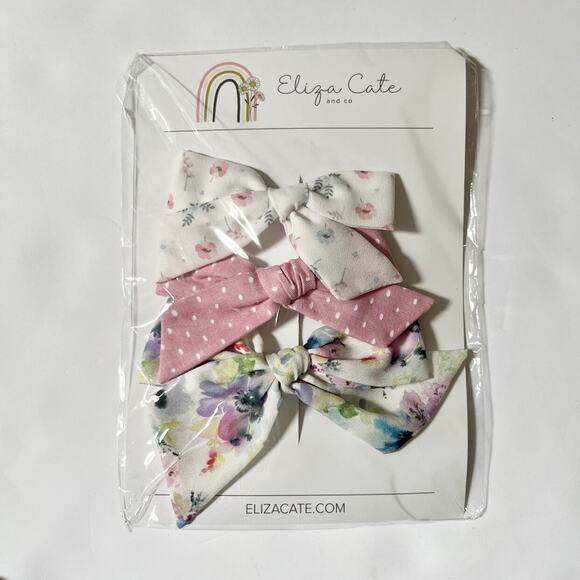 NEW Eliza Cate And Co Floral Hair Bow Set - Picture 2 of 4